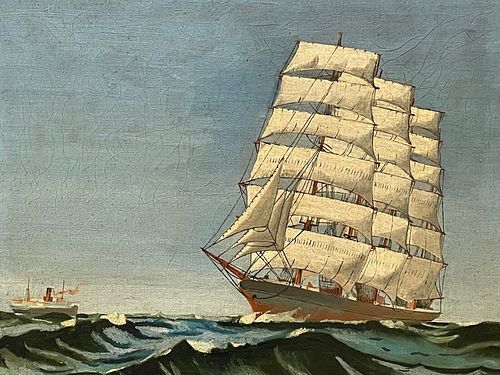 CLIPPER STEAM SHIPS SAILING OIL PAINTING