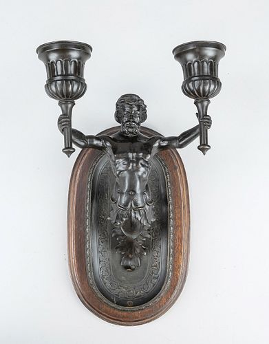 Figural sconce, 20th c., bronz