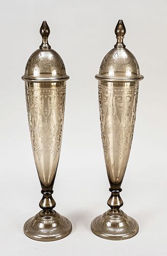 Pair of lidded vases, early 20th