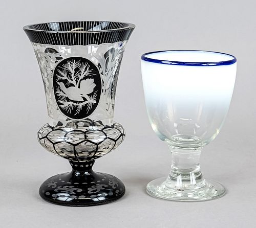 Two footed glasses, 19th c., 1x