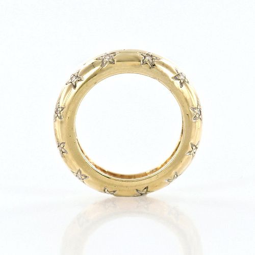 Contemporary 14K Yellow Gold Diamonds Star Eternity Ring