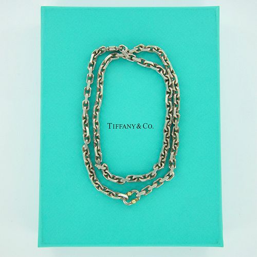 Tiffany & Co Makers Wide Chain Necklace 18K Gold & Silver