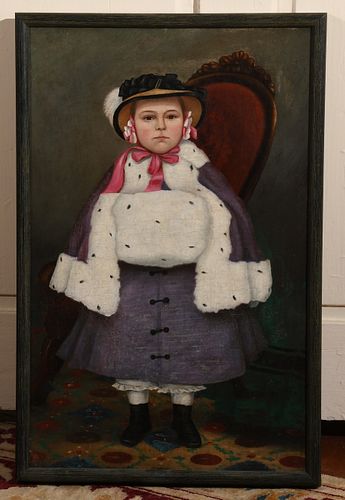 Folk Art Portrait of a Young Girl in Ermine
