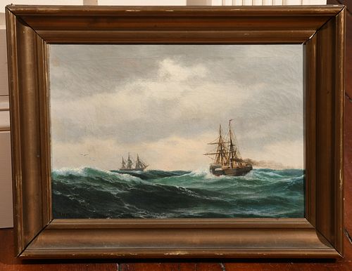 English School, Seascape with Steamship