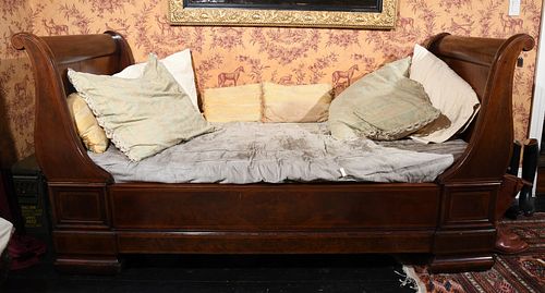A French Inlaid Mahogany Chaise Lounge