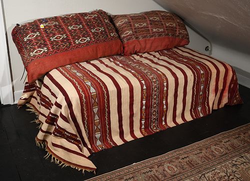 Pair of Tribal Flat Weave Pillows and Rug