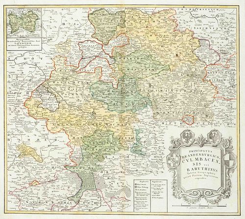Historical map of Kulmbach and surroundings, 18th century, ''Principatus Brandenburgico Culmbacensis vel Baruthini . expressa delineatio Ã¡ Mathaeo Fe