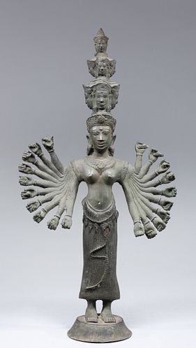 Large Antique Khmer Style Bronze Figure