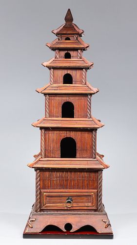 Vintage Chinoiserie Wood Pagoda Storage