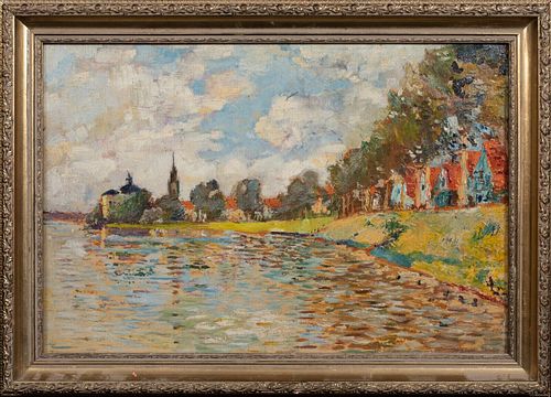 VIEW OF THE SEINE AT PONT-MARLY OIL PAINTING