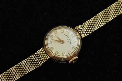 Ladys gold Favre-Leuba  wrist watch on a gold bracelet, 9ct