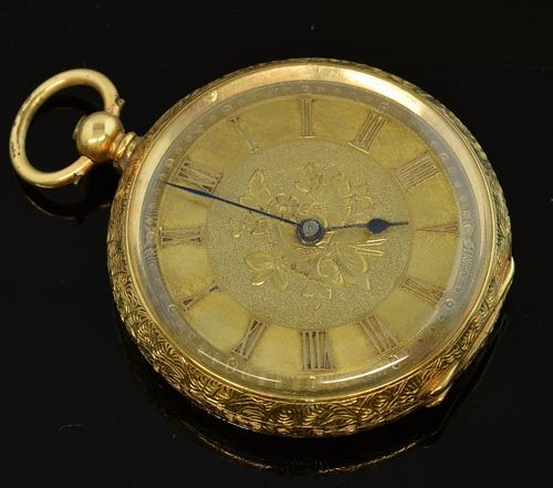 19th century 18ct gold Continental  open faced pocket watch