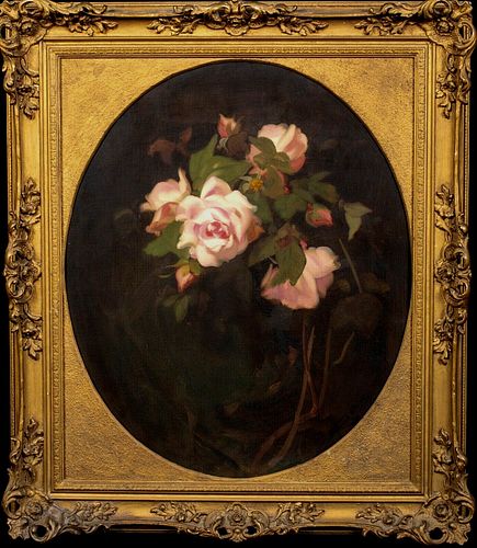  STILL LIFE OF ROSE FLOWERS OIL PAINTING