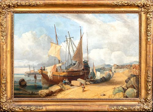 COASTAL SCENE AT NORMANDY OIL PAINTING