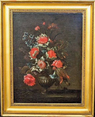 STILL LIFE OF FLOWERS IN A VASE OIL PAINTING
