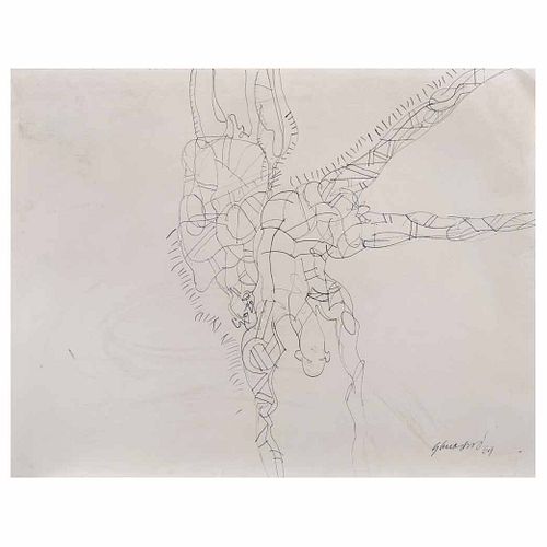 GILBERTO ACEVES NAVARRO, Sin título, Firmada y fechada 69, Tinta sobre papel, 51 x 66 cm