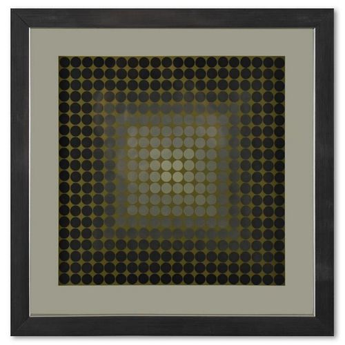 Victor Vasarely (1908-1997), "CTA - 102 de la sÃ©rie CTA - 102" Framed 1971 Heliogravure Print with Letter of Authenticity
