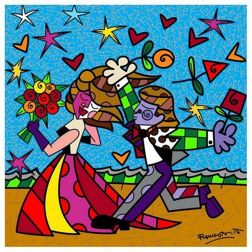 Britto, "I Love You" Hand Signed Limited Edition Giclee on Canvas; COA