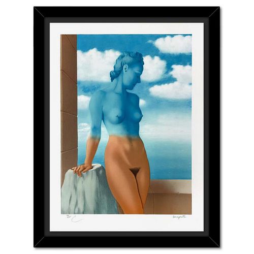Rene Magritte 1898-1967 (After), "La Magie Noire" Framed Limited Edition Lithograph, Estate Signed and Numbered 98/275 with Certificate of Authenticit