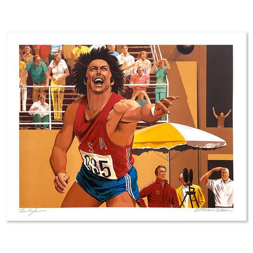 William Nelson, "Shot Put: Bruce Jenner" Lithograph, Hand Signed by Bruce Jenner and the Artist with Letter of Authenticity. (Disclaimer)
