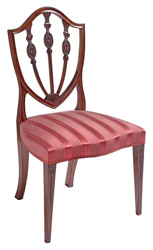 Exceptional Federal Carved Mahogany Upholstered Side Chair