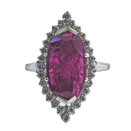 Certified 5.84ct Mozambique Ruby Diamond Platinum Ring