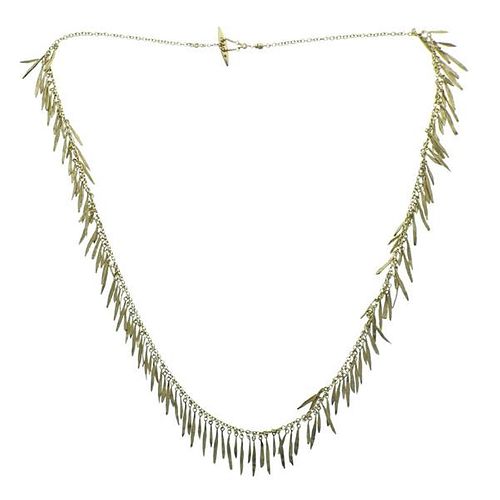 H. Stern 18k Gold Diamond Feathers Necklace
