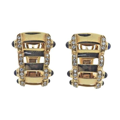 Patek Philippe Twenty 4 18k Gold Diamond Sapphire Earrings