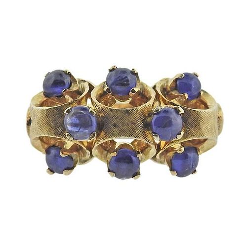 14k Gold Sapphire Cabochon Ring