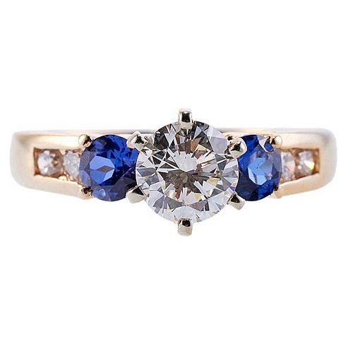 Certified 0.87ct VS1 JK Diamond Sapphire Engagement Ring