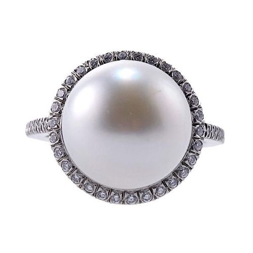 Tiffany &amp; Co Noble South Sea Pearl Diamond Platinum Ring