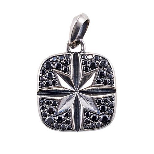 David Yurman Sterling Silver Black Diamond Pendant