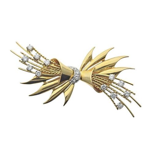 Jabel 18k Gold Diamond Brooch Pin