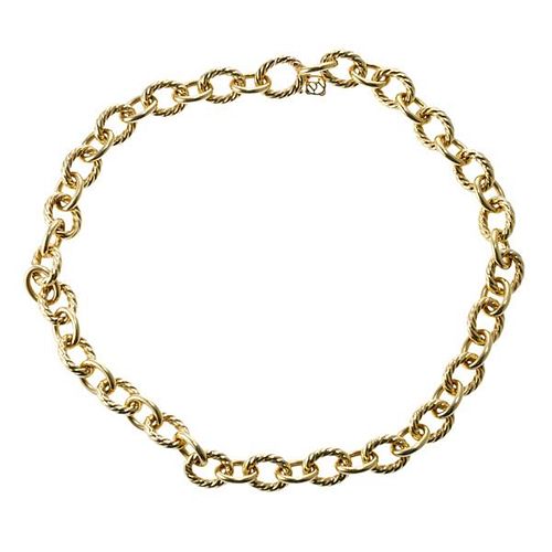David Yurman 18k Gold Link Necklace 