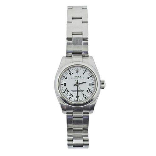 Rolex Oyster Steel Roman White Dial Lady&#39;s Watch 176200