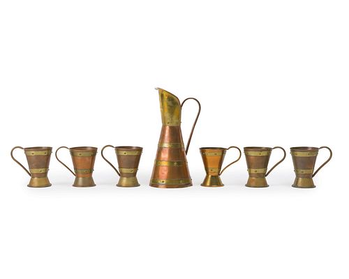 A Hector Aguilar copper and brass drink set