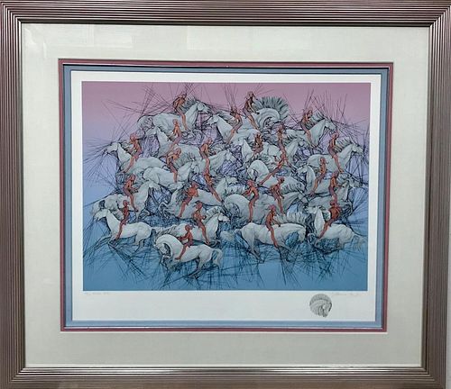 Guillaume Azoulay Serigraph on paper with hand drawn remarque  "Exodus"