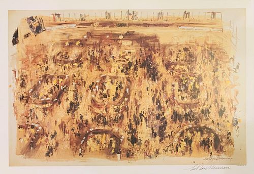 Leroy Neiman Hand signed offset lithograph "Stock Market "
