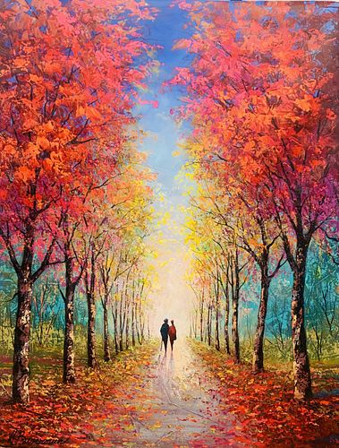 Mark Braver  Original acrylic painting on canvas  "Walk in the Park  "