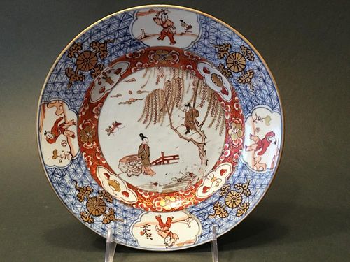 ANTIQUE Chinese Imari Plate with figurines "Diao Chan" and "Lu Bu", 17th-18th Century