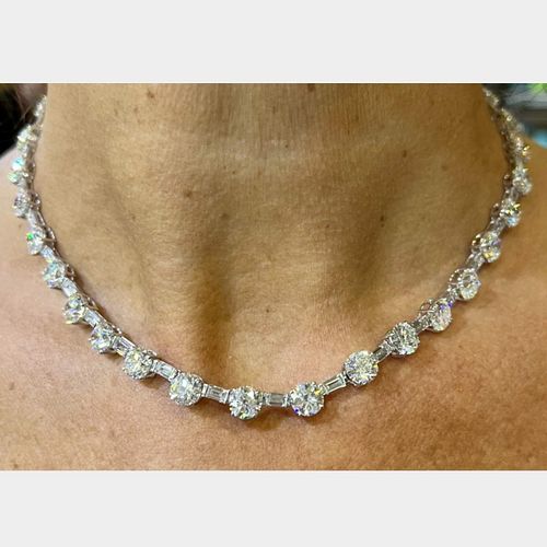 18K White Gold GIA Certified Diamond Necklace