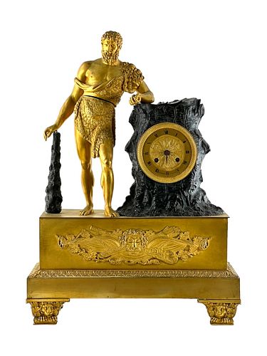 MID 19TH CENTURY FRENCH GILT &PAINTED BRONZE CLOCK