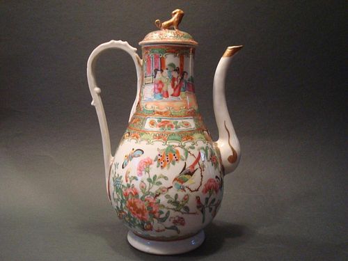 ANTIQUE Chinese Rose Medallion Teapot, early 19th C