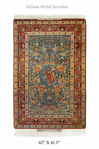 An Exquisite Iran Persian Isfahan Authentic Signed Mehdi Seirafian Rug