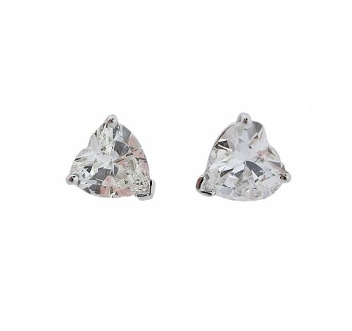 1.84ctw Heart Shaped Diamond Stud Earrings