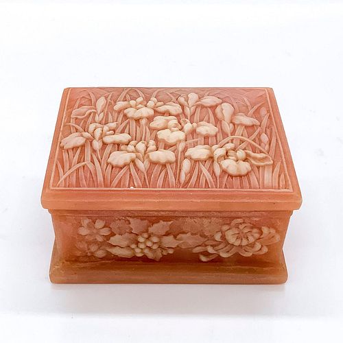 Incolay Stone Jewelry Box, Pink Floral