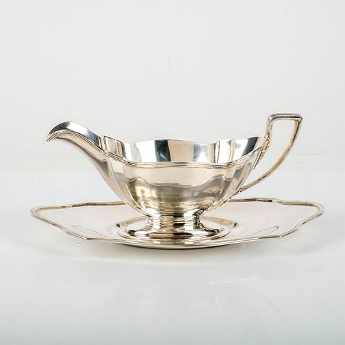 2pc Gorham Sterling Silver Gravy Boat with Plate