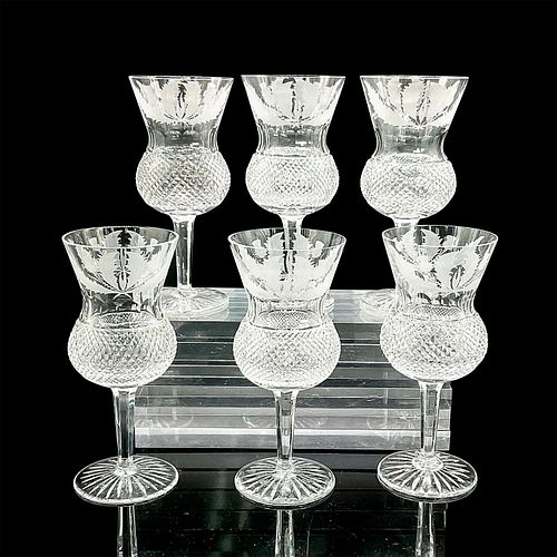 6pc Edinburgh Crystal Tall Water Goblets, Thistle Pattern