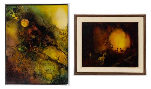 HELEN STRUVEN (MARYLAND, 1909-1986) FANTASY PAINTINGS, LOT OF TWO