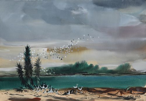 Hilton Leech (1906 - 1969) Sarasota Watercolor